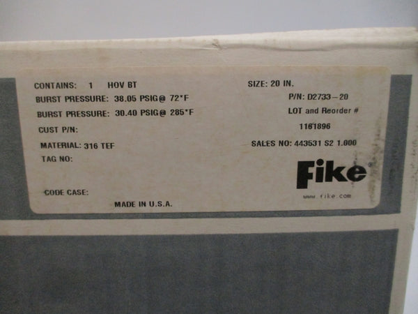 FIKE HOVBT 30.40/38.05PSI 72/285'F 20" NSMP