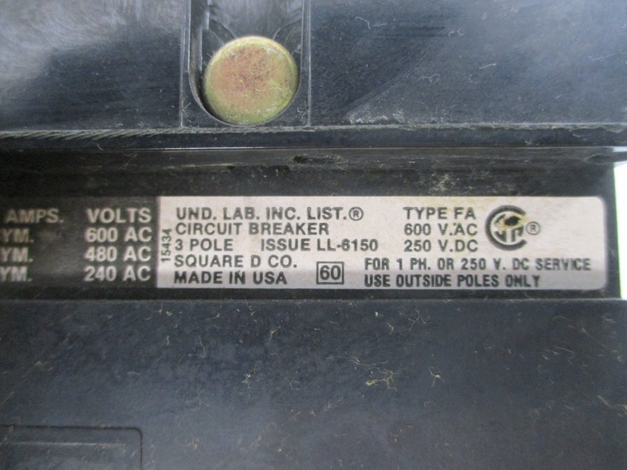 SQUARE D FA36100 600VAC 100A (BLACK) UNMP