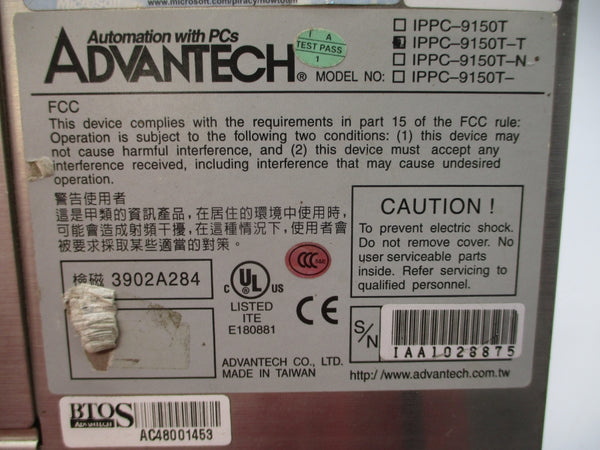 ADVANTECH IPPC-9150T-T 100-240VAC 3-1.5A UNMP