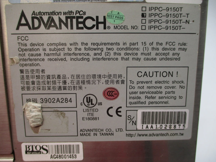 ADVANTECH IPPC-9150T-T 100-240VAC 3-1.5A UNMP