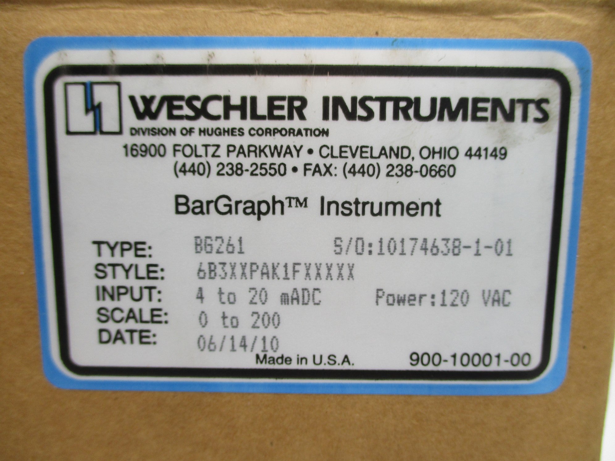 WESCHLER INSTRUMENTS 6B3XXPAK1FXXXXX NSMP