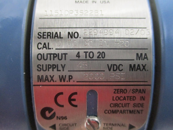 ROSEMOUNT 1151DP3S22B1 45VDC 2000PSI NSNP