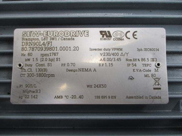 SEW-EURODRIVE DRN90L4/FI 230/400V 6.00/3.45A NSNP