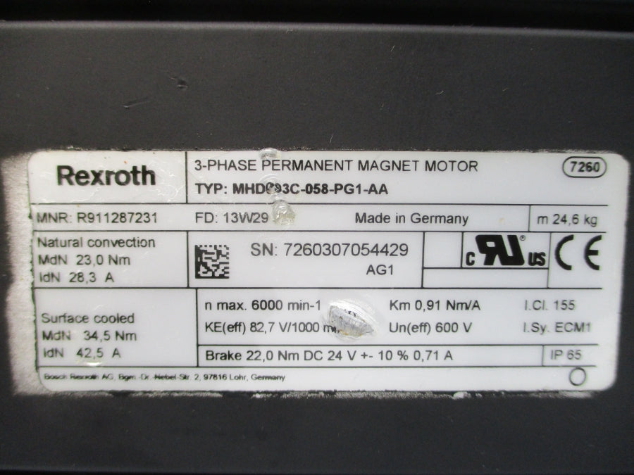 REXROTH MHD093C-058-PG1-AA R911287231 600V 42.5A NSNP