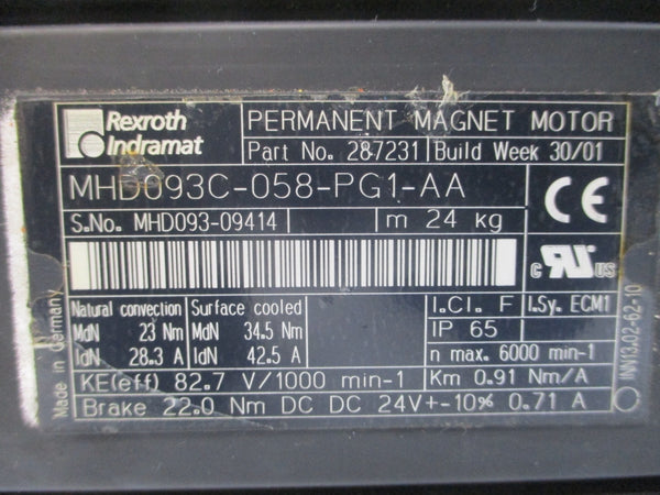 REXROTH MHD093C-058-PG1-AA 287231 82.7V 28.3/42.5A NSNP