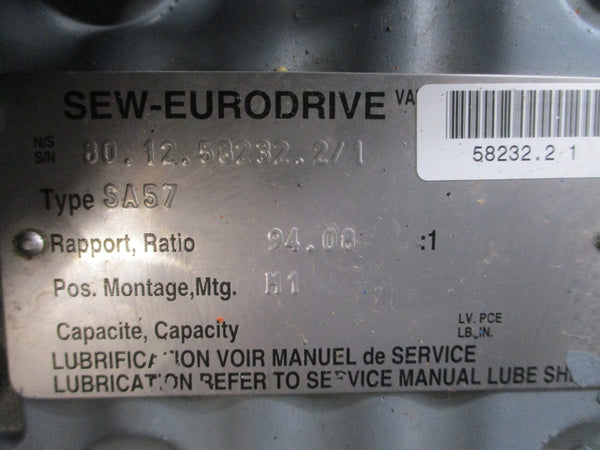 SEW-EURODRIVE SA57DT80N4BM61HFASAX 240/480V 3.55/1.77A NSNP