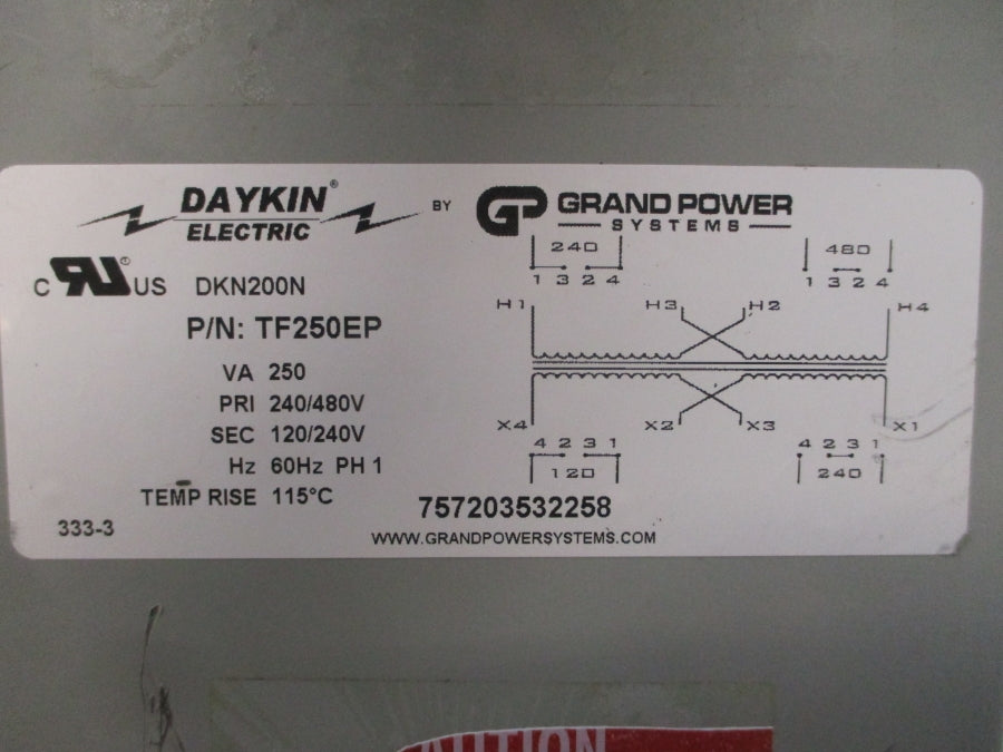 DAYKIN ELECTRIC DKN200N TF250EP 240/480V UNMP