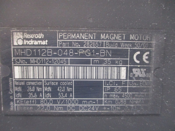 REXROTH MHD112B-048-PG1-BN 282657 80.0V 35.6/53.4A (AS PICTURED) NSNP