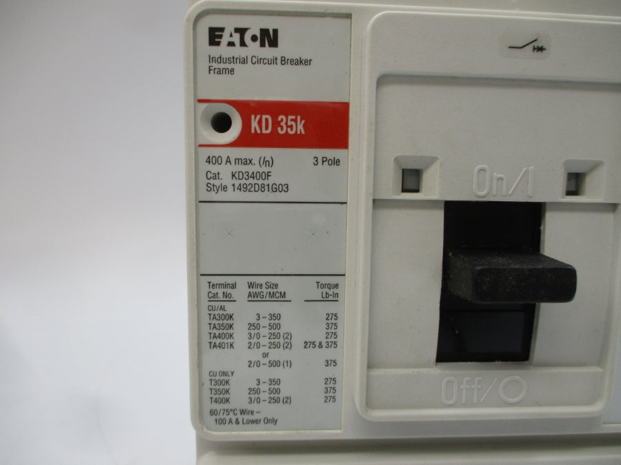 EATON KD3400F 1492D81G03 SER. C 600VAC 400A (AS PICTURED) NSMP