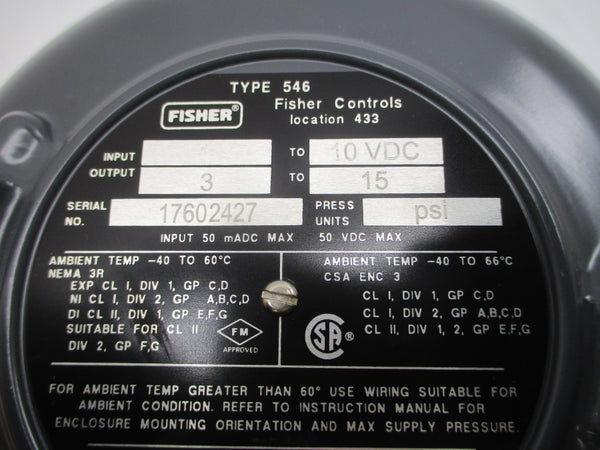 FISHER FS546-70*SR 50VDC NSMP