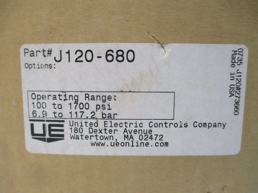 UNITED ELECTRIC J120-680 480VAC 15A 100-1700PSI NSMP
