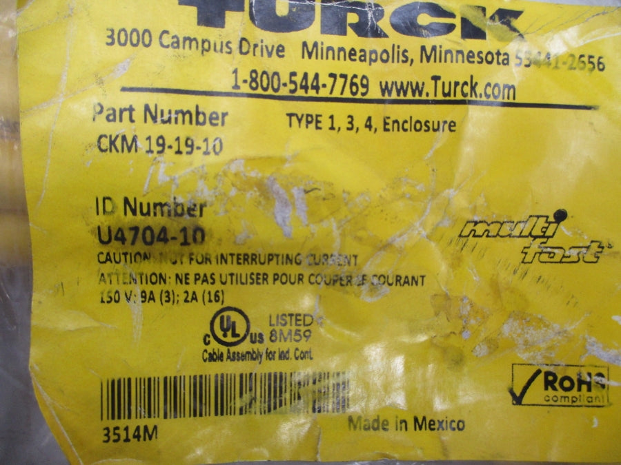 TURCK CKM19-19-10 U4704-10 150V 9A NSMP