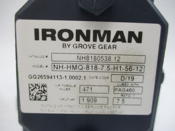 GROVE GEAR NH-HMQ-818-7.5-H1-56-12 NH8180538.12 NSMP