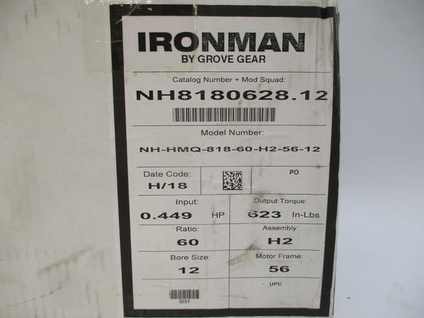 GROVE GEAR NH-HMQ-818-60-H2-56-12 NH8180628.12 NSMP