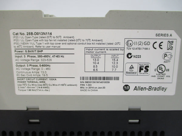 INDUSTRIAL SPARE PART 25B-D013N114 SER. A F/W 1.003 380-480VAC 15.4A NSNP