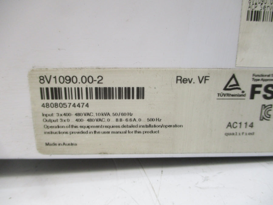 B&R AUTOMATION 8V1090.00-2 400-480VAC 8.8-6.6A REV. VF NSMP