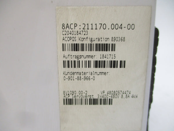 B&R AUTOMATION 8V1090.00-2 400-480VAC 8.8-6.6A REV. VF NSMP
