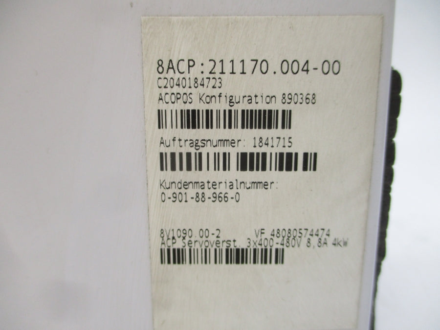 B&R AUTOMATION 8V1090.00-2 400-480VAC 8.8-6.6A REV. VF NSMP