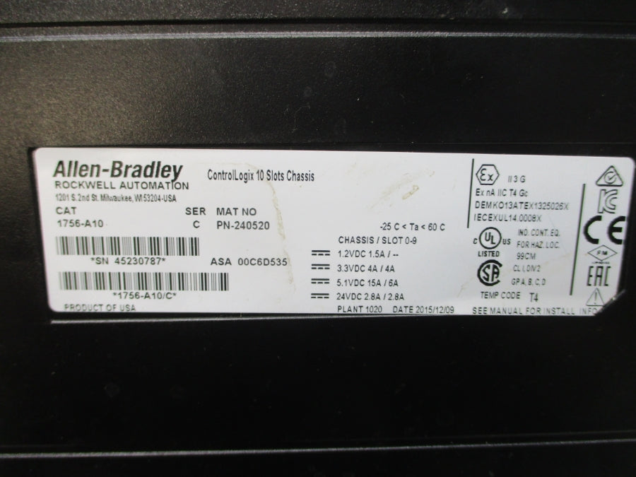ALLEN BRADLEY 1756-A10 SER. C 24VDC 6A (AS PICTURED) UNMP