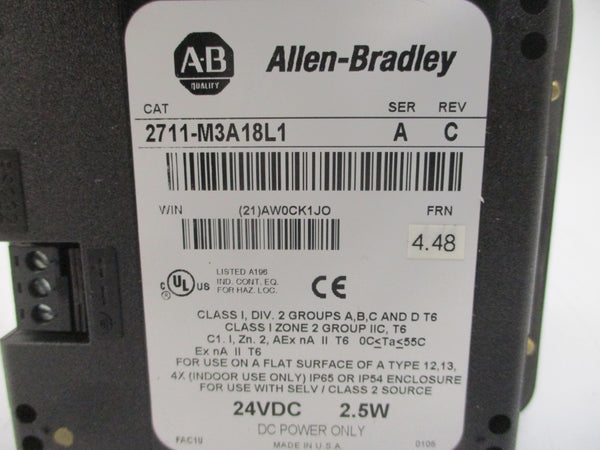 INDUSTRIAL SPARE PART 2711-M3A18L1 SER. A F/W 4.48 24VDC REV. C REMAN