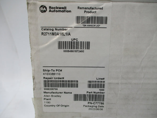 INDUSTRIAL SPARE PART 2711-M3A18L1 SER. A F/W 4.48 24VDC REV. C REMAN