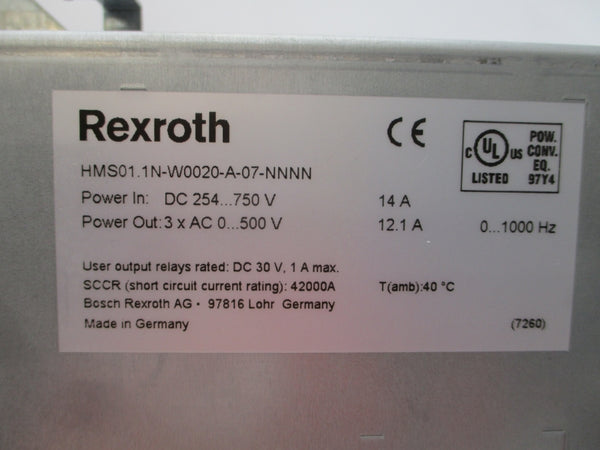 REXROTH HMS01.1N-W0020-A-07-NNNN R911295323 254-750VDC 14A NSMP