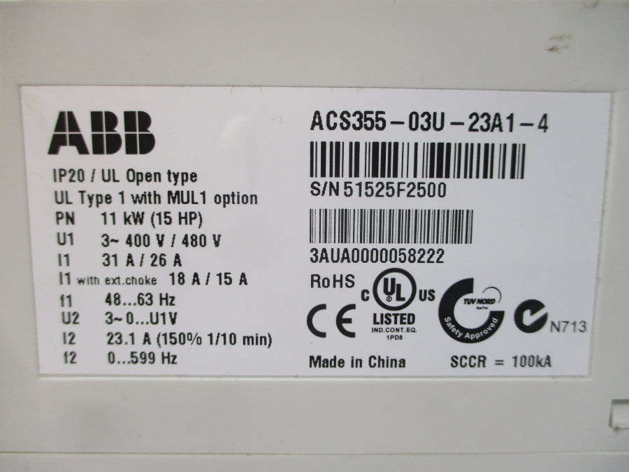 ABB ACS355-03U-23A1-4 400/480V 31/26A NSMP
