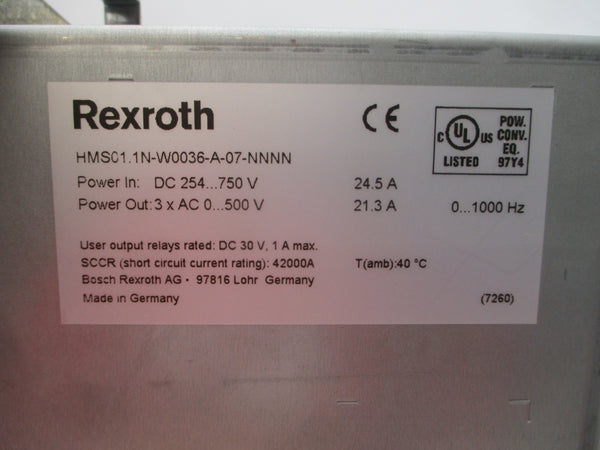 REXROTH R911295324 HMS01.1N-W0036-A-07-NNNN 254/750VDC 24.5A NSMP