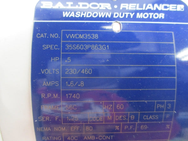 BALDOR VWDM3538 35S603P863G1 230/460V 1.6/.8A NSMP