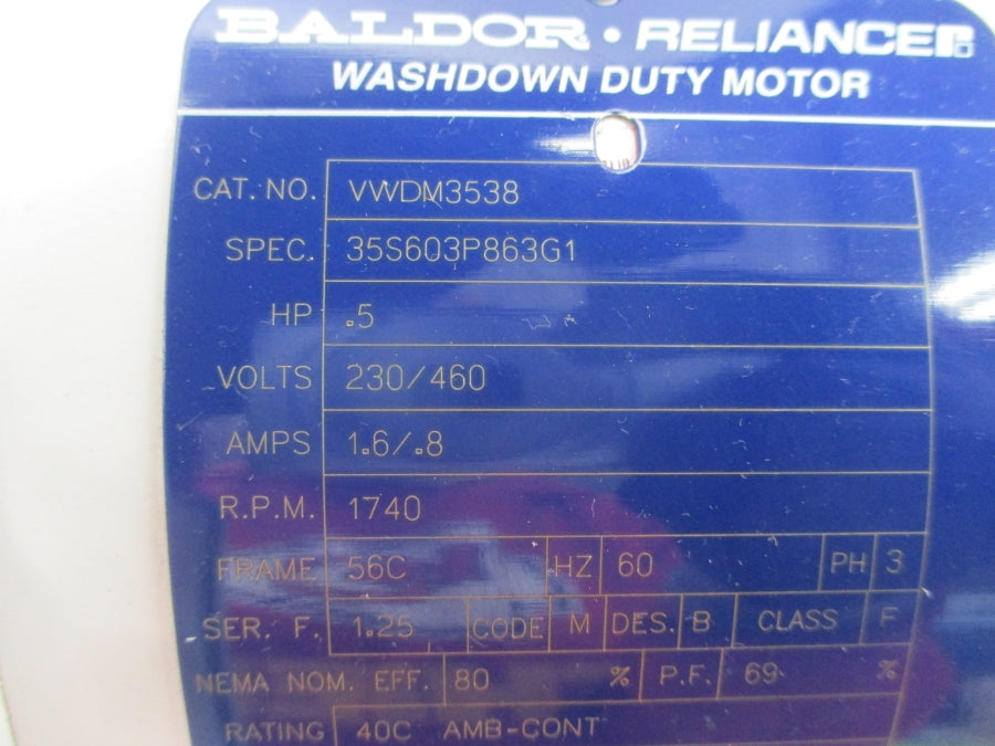 BALDOR VWDM3538 35S603P863G1 230/460V 1.6/.8A NSMP
