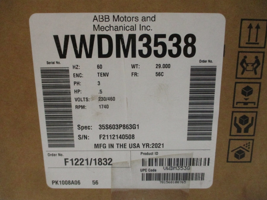 BALDOR VWDM3538 35S603P863G1 230/460V 1.6/.8A NSMP