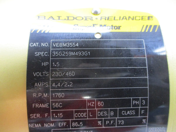 BALDOR VEBM3554 35G259M493G1 230/460V 4.4/2.2A NSMP