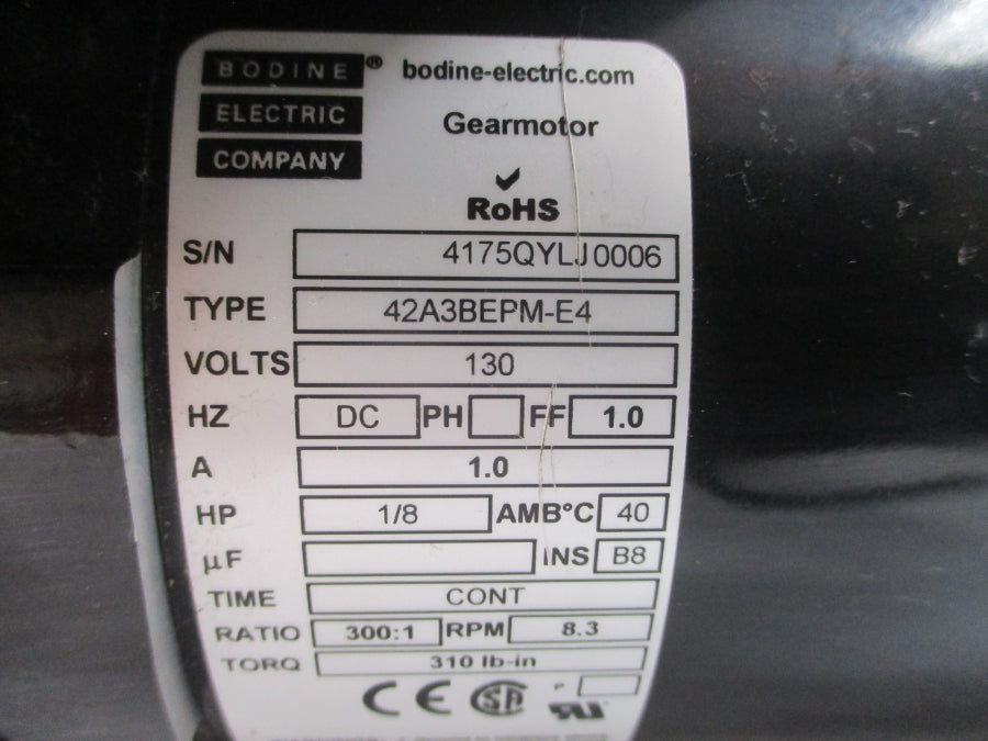 BODINE ELECTRIC 42A3BEPM-E4 130VDC 1.0A NSMP