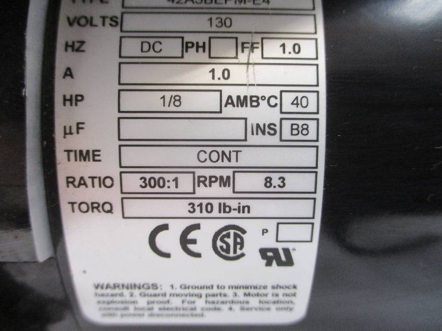 BODINE ELECTRIC 42A3BEPM-E4 130VDC 1.0A NSMP