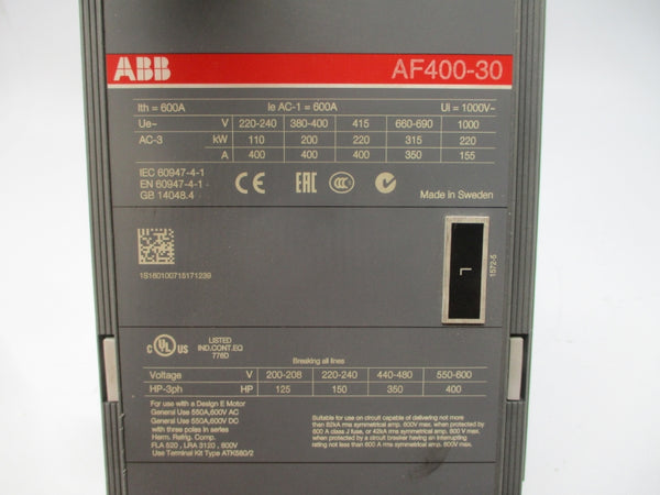 ABB AF400-30 100-250VDC 600A UNMP