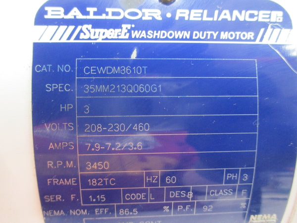 BALDOR CEWDM3610T 35MM213Q060G1 208-230/460V 7.9-7.2/3.6A NSNP