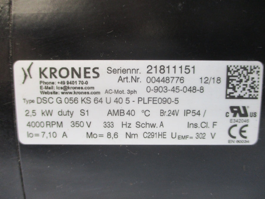 KRONES DSCG056KS64U405-PLFE090-5 00448776 350V 7.10A NSNP