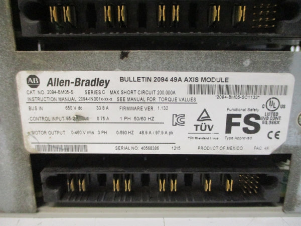 ALLEN BRADLEY 2094-BM05-S SER. C F/W 1.132 95-264VAC 0.75A UNMP