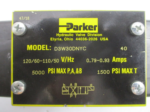 PARKER D3W30DNYC 110/120V 0.79-0.93A 1500/5000PSI NSNP