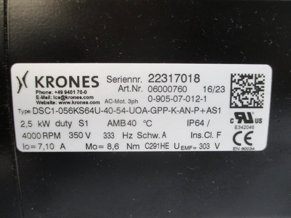 KRONES DSC1-056KS64U-40-54-UOA-GPP-K-AN-P+AS1 06000760 350V 7.10A NSNP