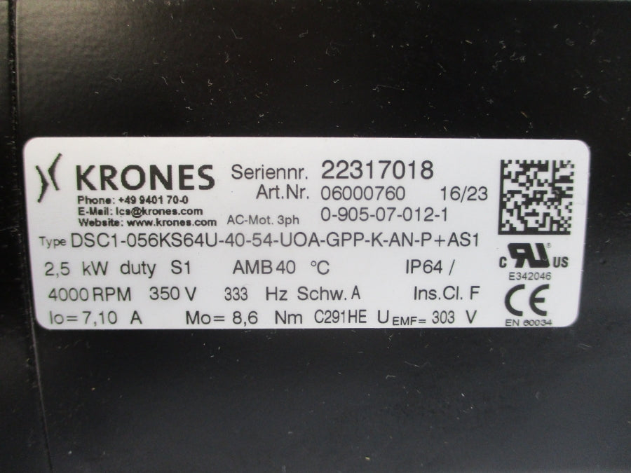 KRONES DSC1-056KS64U-40-54-UOA-GPP-K-AN-P+AS1 06000760 350V 7.10A NSNP