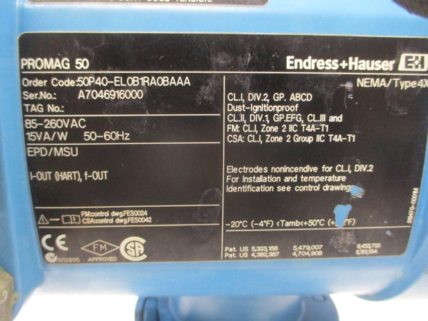 ENDRESS+HAUSER 50P40-EL0B1RA0BAAA 85-260VAC 1-1/2" UNMP