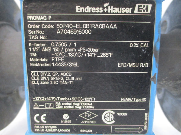 ENDRESS+HAUSER 50P40-EL0B1RA0BAAA 85-260VAC 1-1/2" UNMP