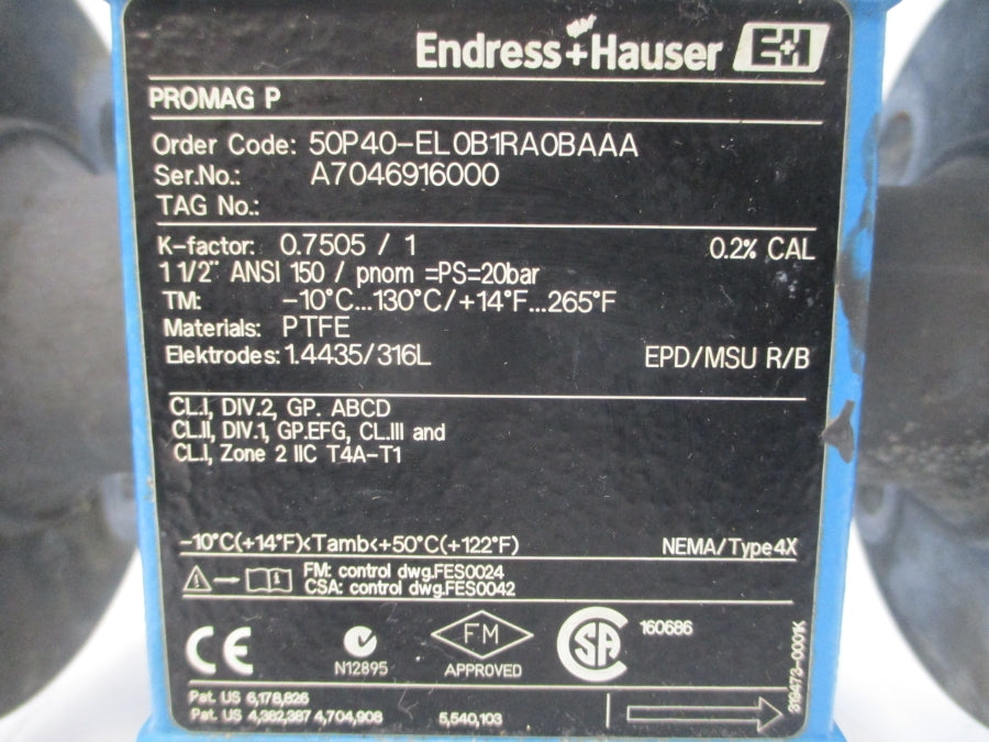 ENDRESS+HAUSER 50P40-EL0B1RA0BAAA 85-260VAC 1-1/2" UNMP