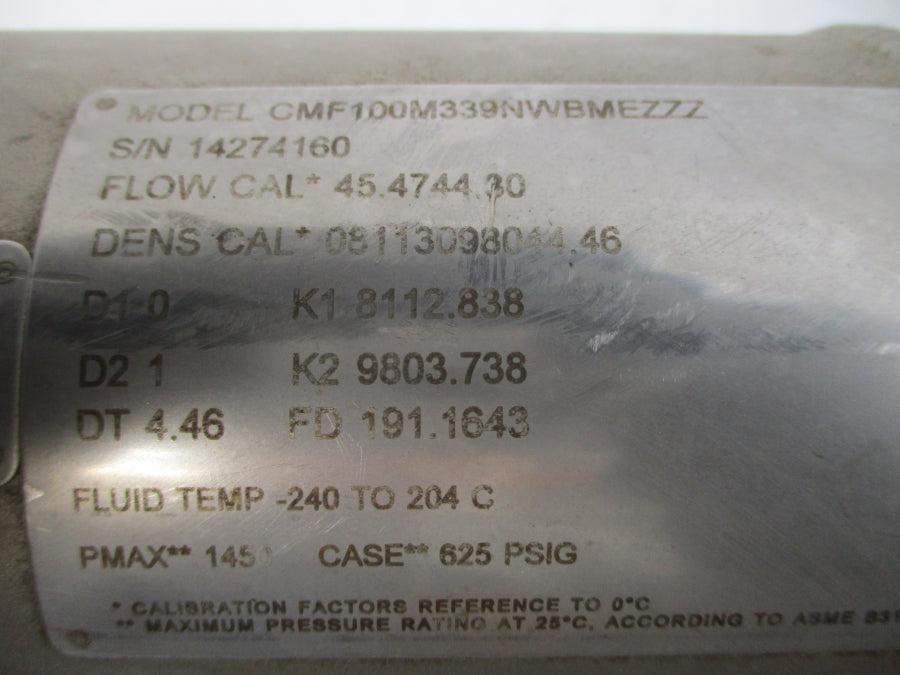MICRO MOTION CMF100M339NWBMEZZZ 625PSI NSNP