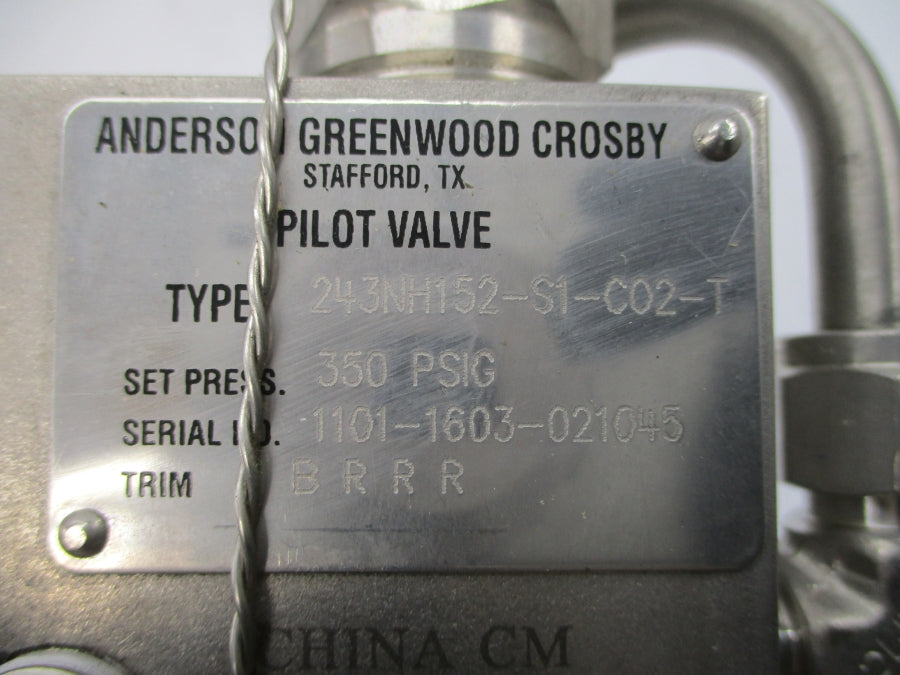 ANDERSON GREENWOOD 243NH152-S1-C02-T 350PSI 1.5" UNMP