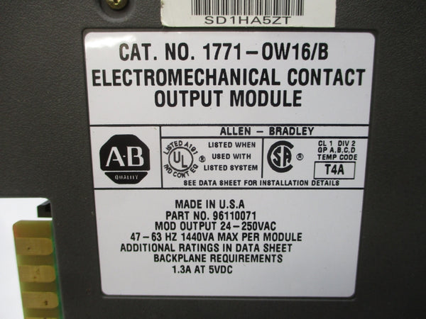ALLEN BRADLEY 1771-OW16 SER. B 24-250VAC 1.3A UNMP