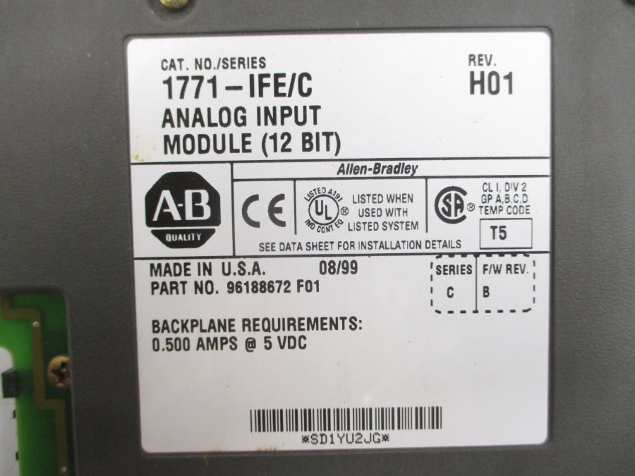 ALLEN BRADLEY 1771-IFE SER. C F/W B 5VDC 0.500A REV. H01 UNMP