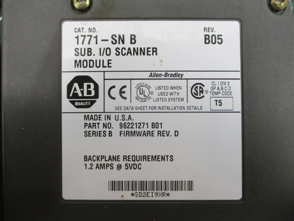 ALLEN BRADLEY 1771-SN SER. B F/W D 5VDC 1.2A REV. B05 UNMP
