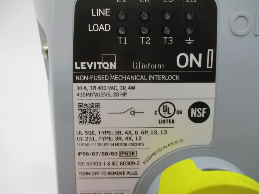 LEVITON 430MI7WLEVS 480VAC 30A NSNP